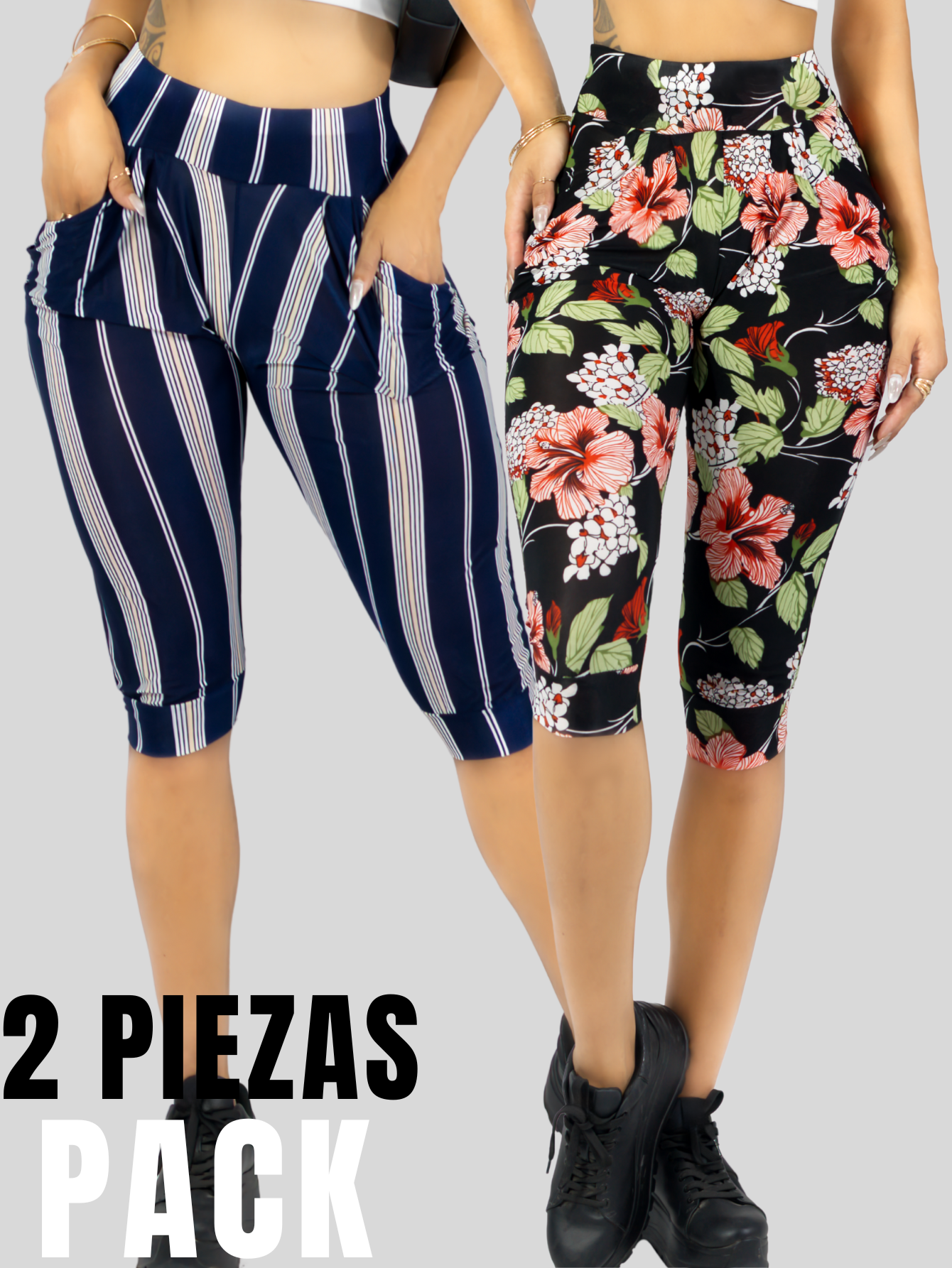 Foto 5 | Set De 2 Leggins Mujer Capris Bermuda Mallones Cap-011-px2 Dos Diseños Mayon Mallas