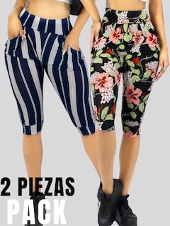 Foto 5 | Set De 2 Leggins Mujer Capris Bermuda Mallones Cap-011-px2 Dos Diseños Mayon Mallas