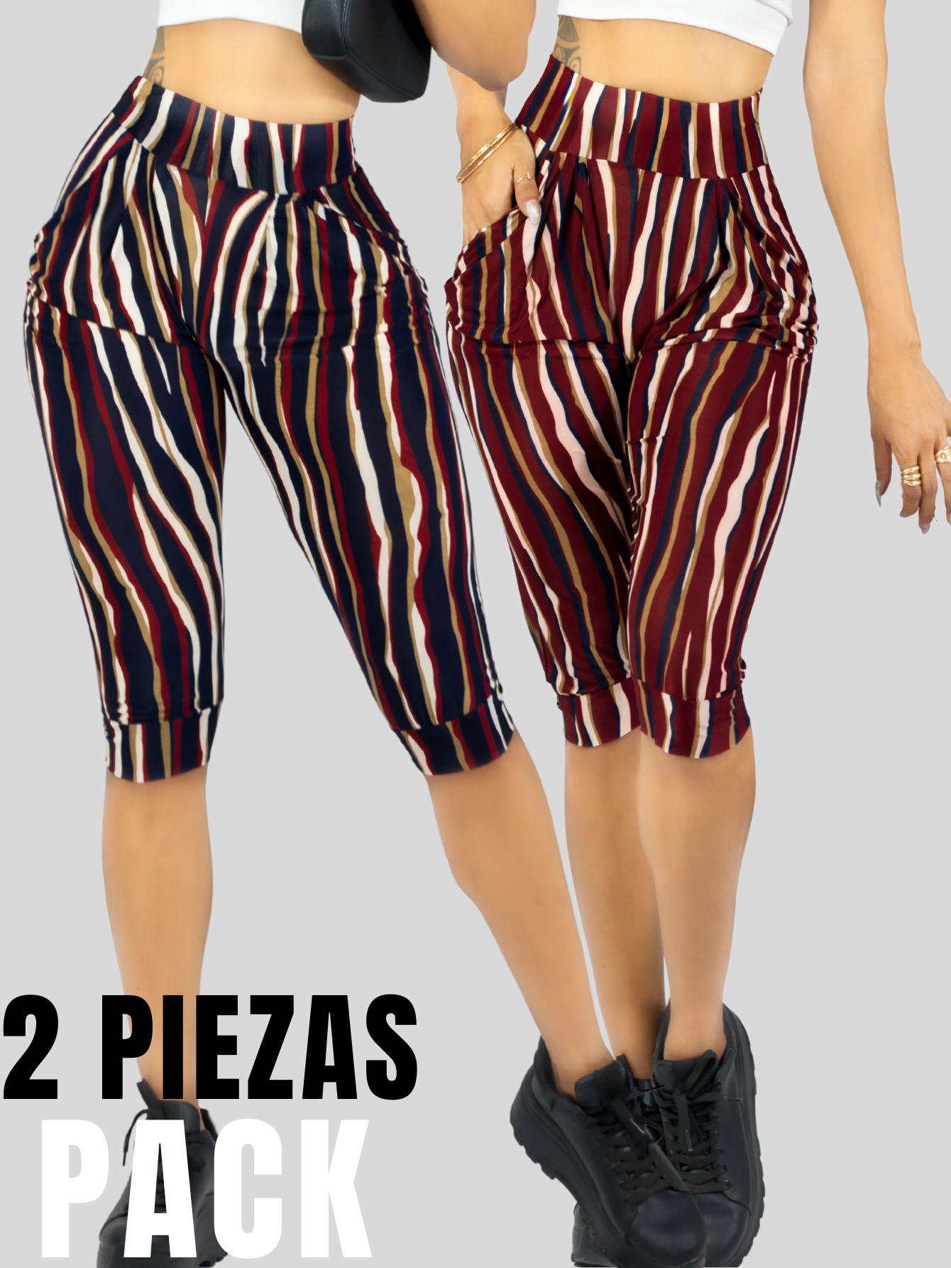 Foto 5 | Set De 2 Leggins Mujer Capris Bermuda Mallones Cap-011-px2 Dos Diseños Mayon Mallas