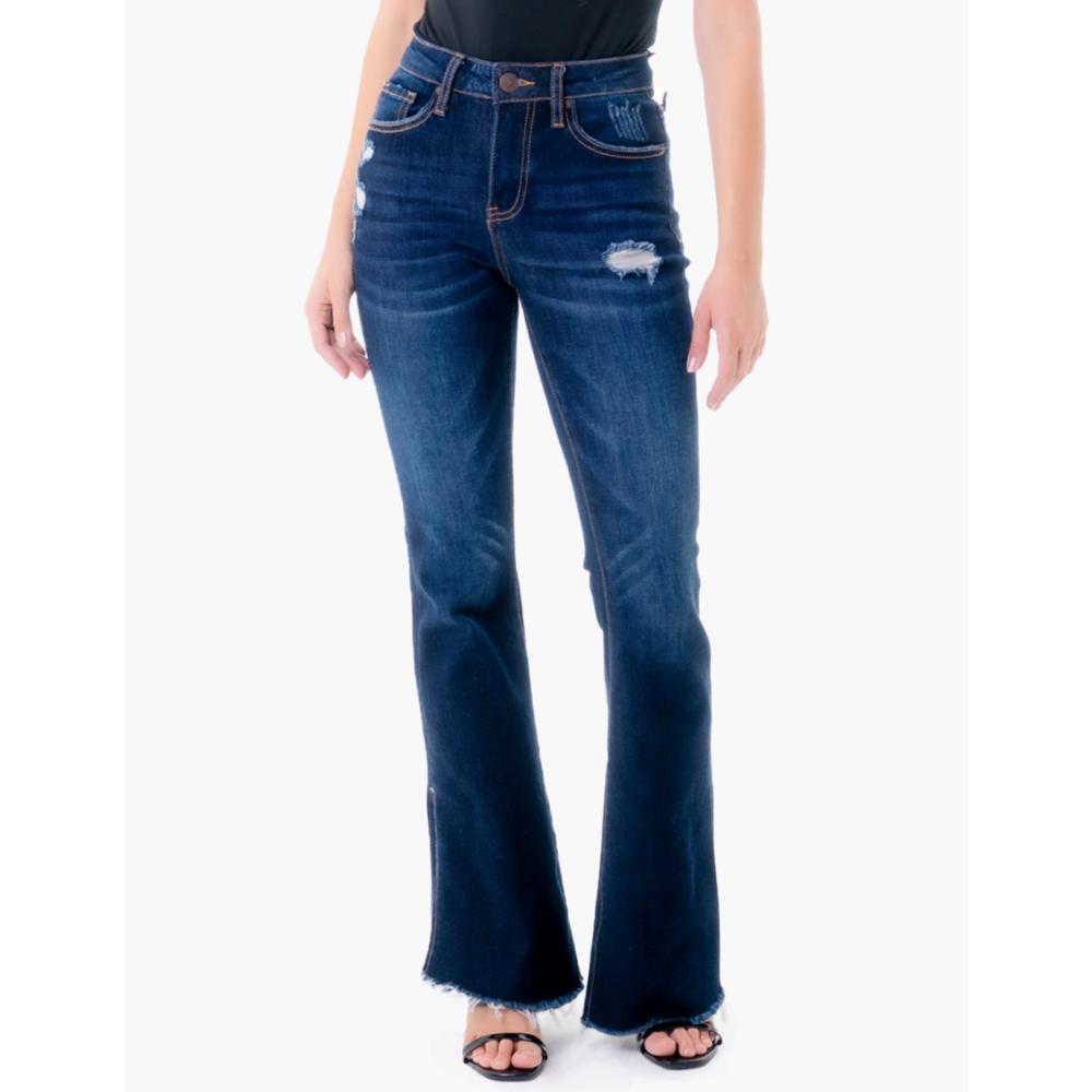 Jeans Roman Fashion Acampanado color Azul para Mujer