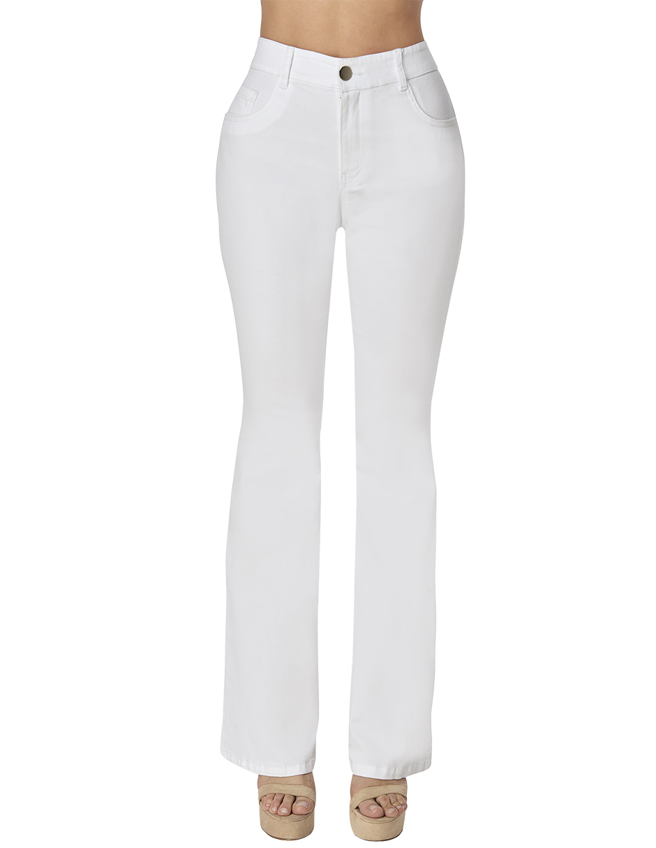 Jeans Devendi Stretch Campana color Blanco