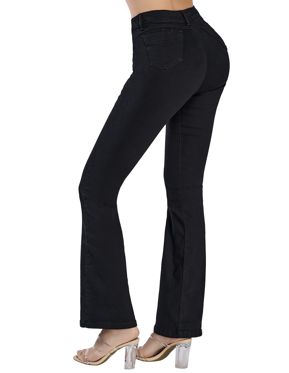 Foto 2 | Jeans Devendi color Negro Stretch Campana