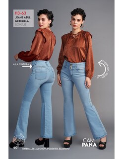 Foto 3 | Jeans Devendi Azul para Mujer