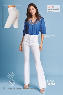 Foto 3 | Jeans Devendi Blancos Campana