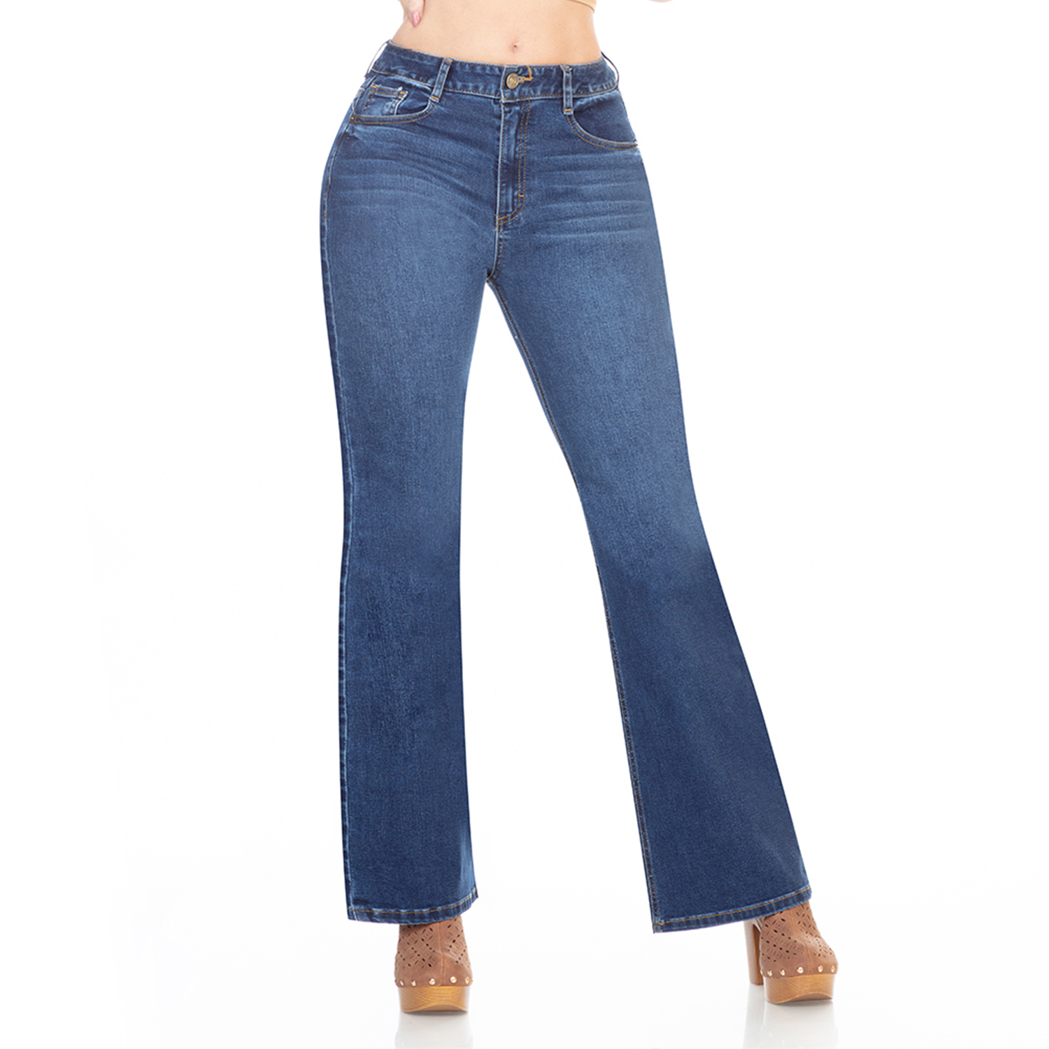 Foto 1 | Pantalón Corte Boot Cut Mezclilla Stretch Push Up