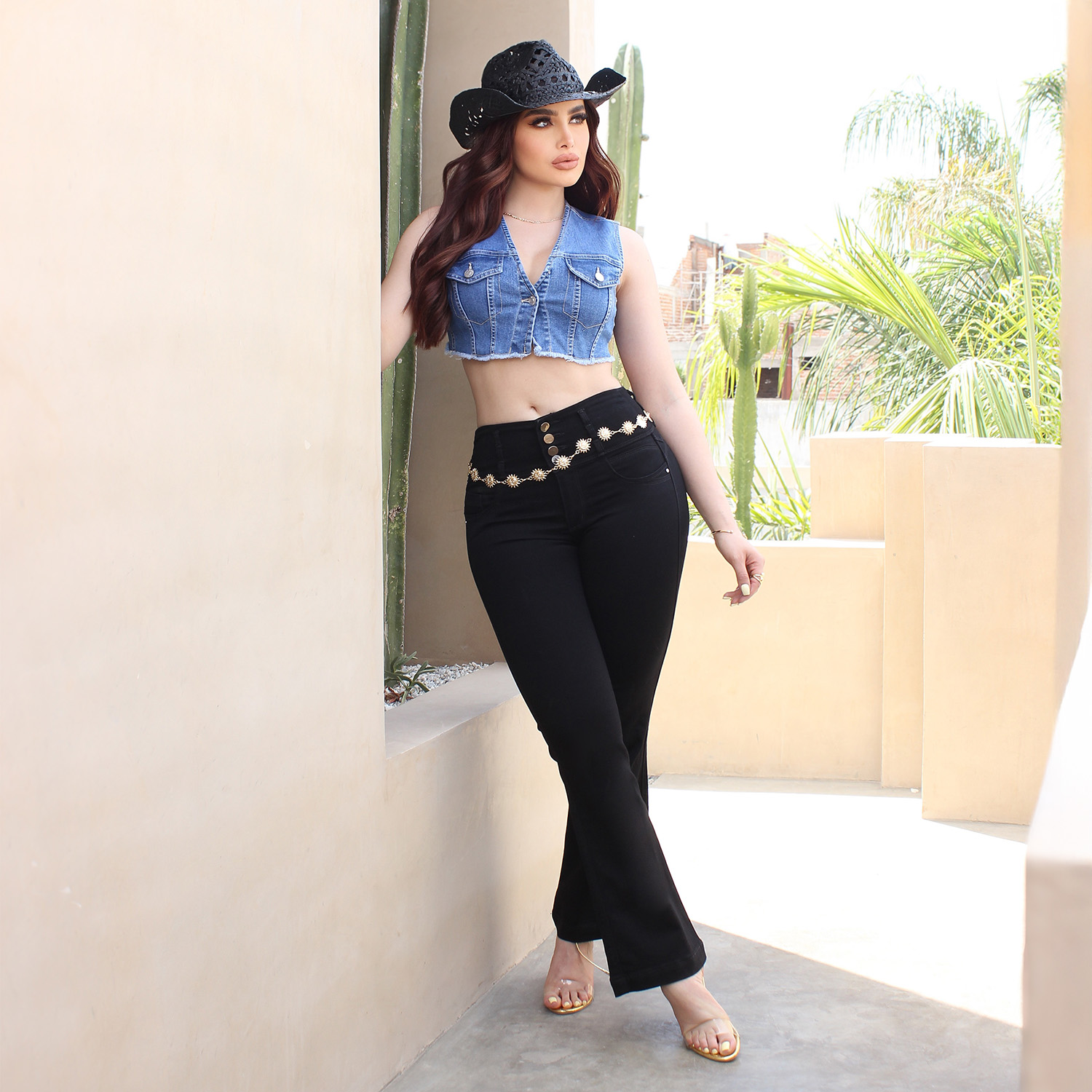 Foto 5 pulgar | Jeans Mujer Boot Cut Tiro Alto Negro Stretch