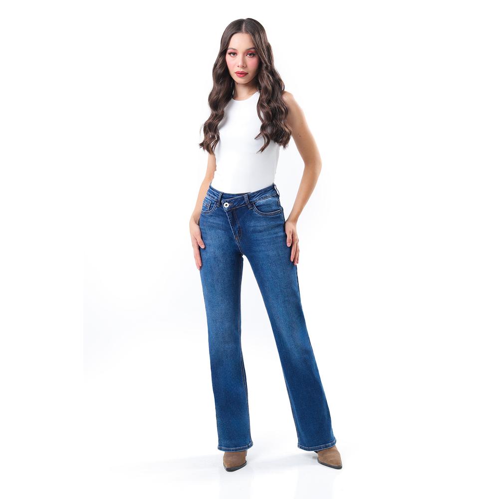 Foto 2 pulgar | Jeans Bootcut Cintura Asimetrica /juvenil  3869 (azul Medio) Azul