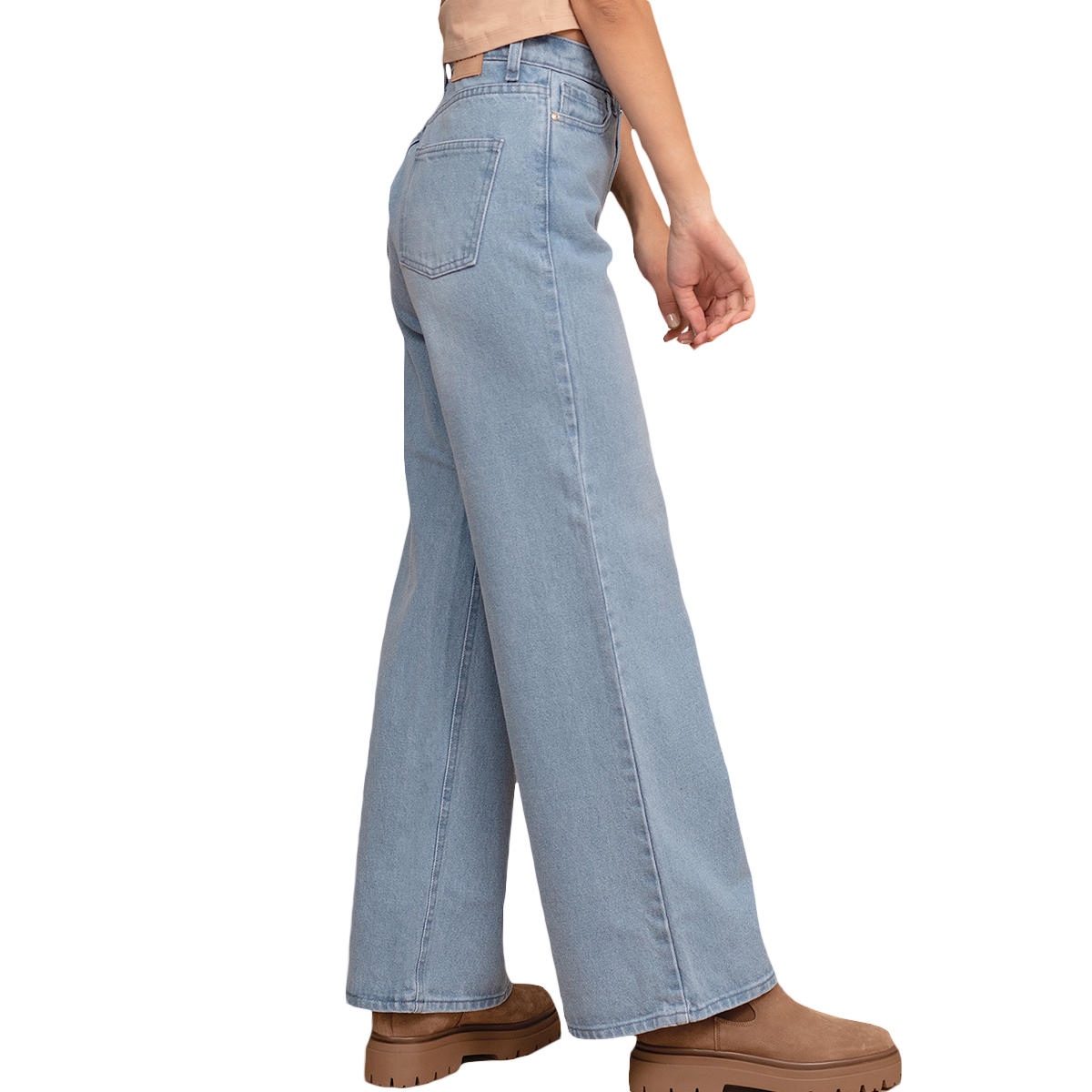 Foto 3 pulgar | Jeans de Mezclilla Wide Leg MCHK 6008 Blue Light Tiro Alto para Mujer