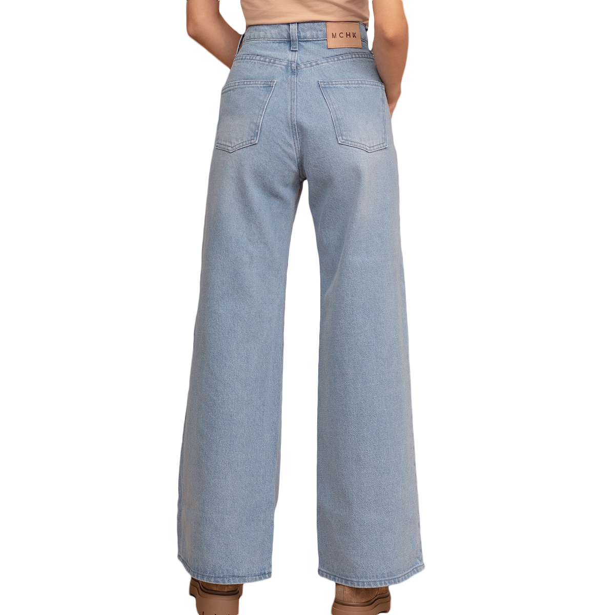Foto 4 pulgar | Jeans de Mezclilla Wide Leg MCHK 6008 Blue Light Tiro Alto para Mujer