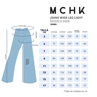 Foto 6 | Jeans de Mezclilla Wide Leg MCHK 6008 Blue Light Tiro Alto para Mujer