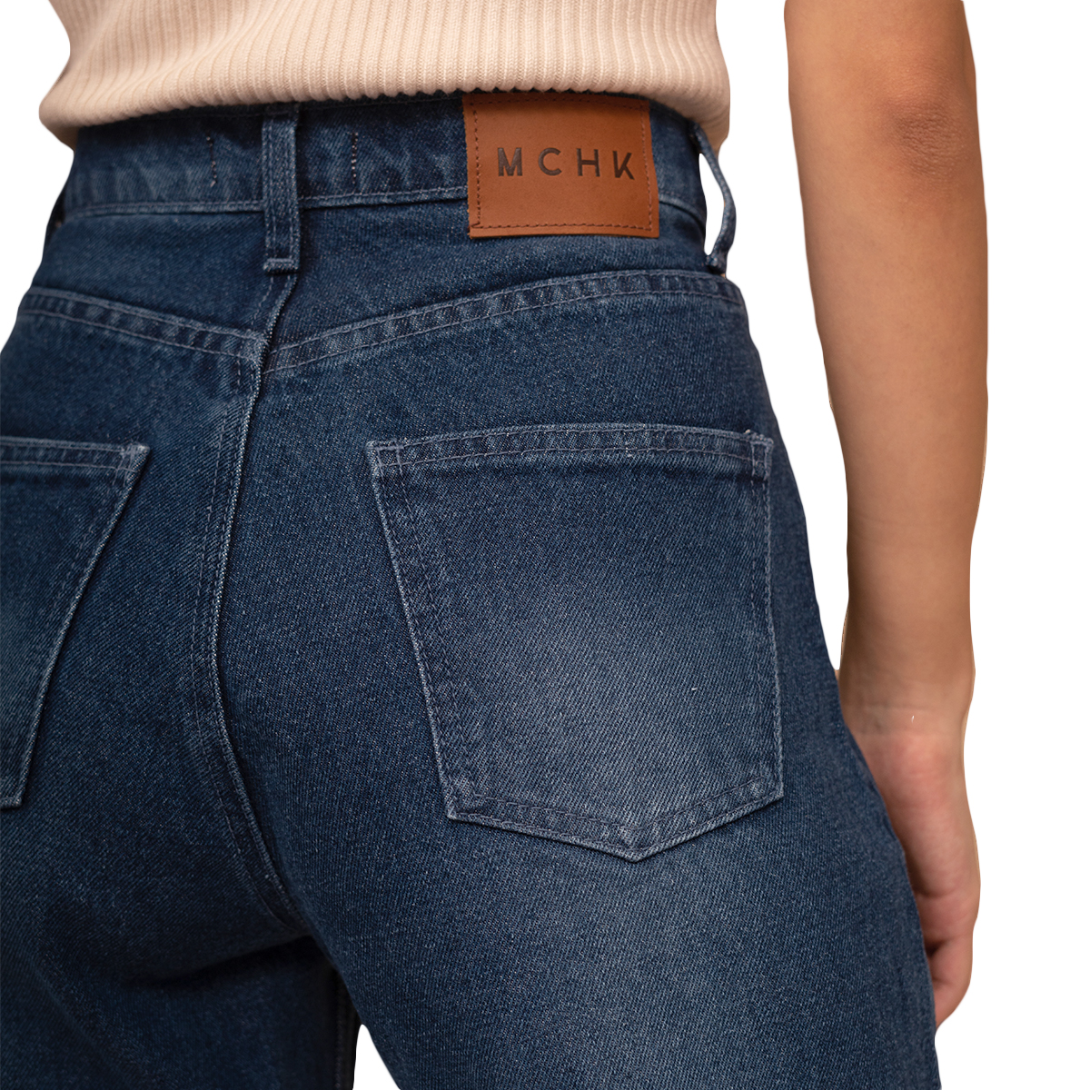 Foto 5 pulgar | Jeans de Mezclilla Wide Leg MCHK 6009 color Azul Oscuro Tiro Alto para Mujer