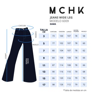 Foto 6 | Jeans de Mezclilla Wide Leg MCHK 6009 color Azul Oscuro Tiro Alto para Mujer