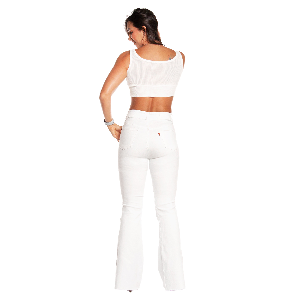 Foto 5 pulgar | Pantalón Pineda Jeans Acampanado Tiro Alto color Blanco para Mujer