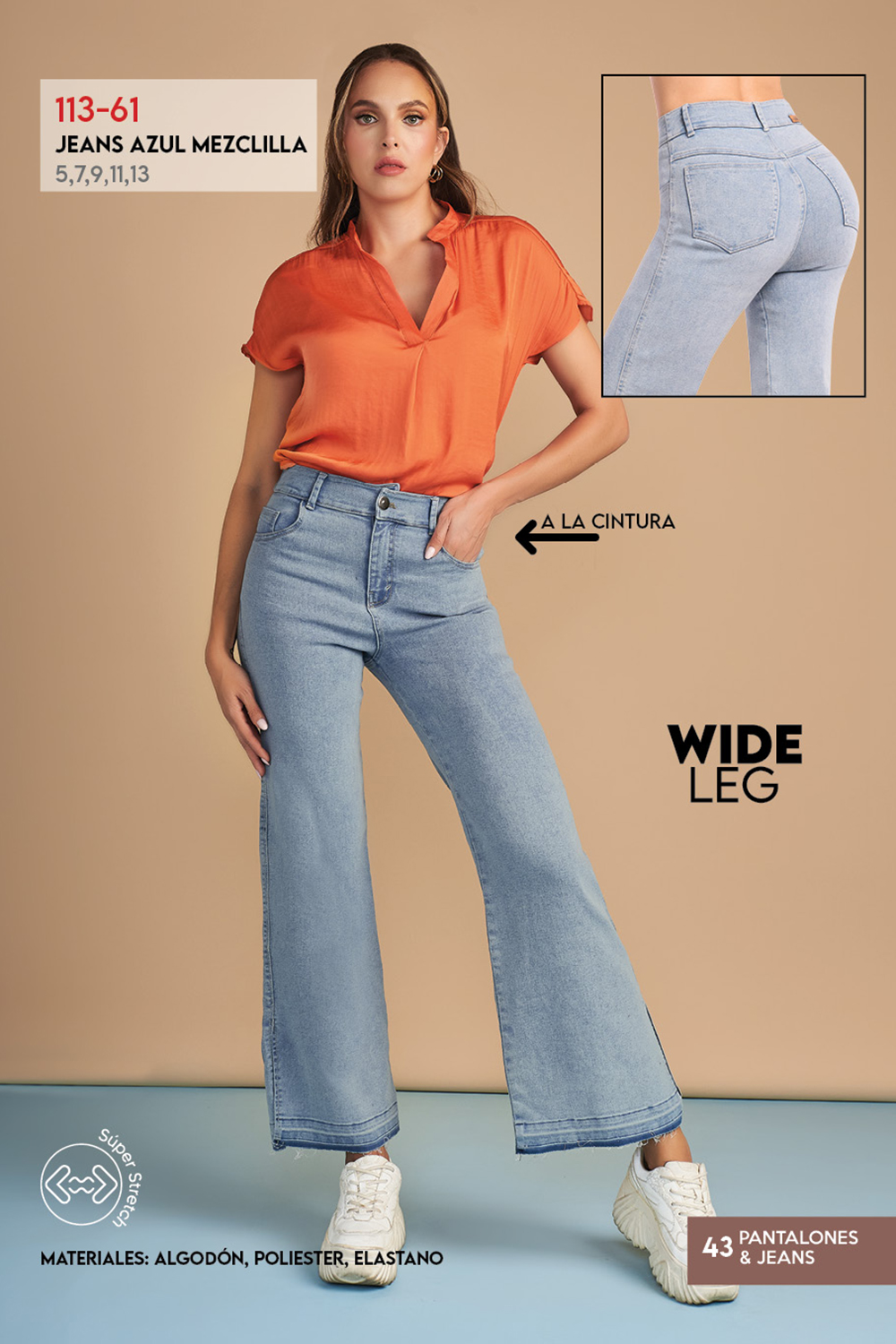 Foto 4 pulgar | Jeans Devendi color Azul Wide Leg Stretch