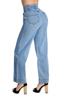 Foto 2 | Jeans Devendi Color Azul Anchos Con Pinzas Cintura
