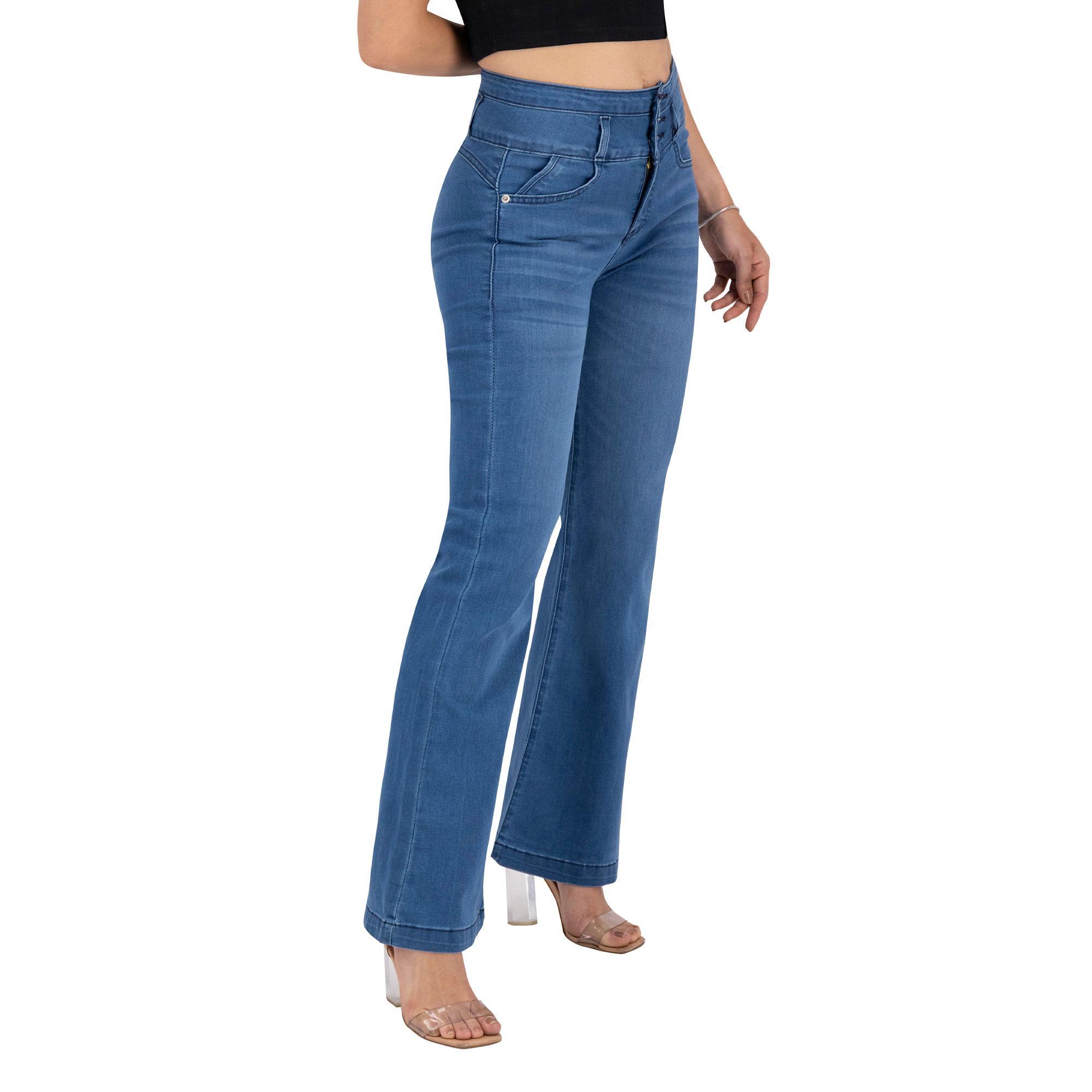 Pantalón Acampanado Britos Jeans Mujer Azul Corazón 024618