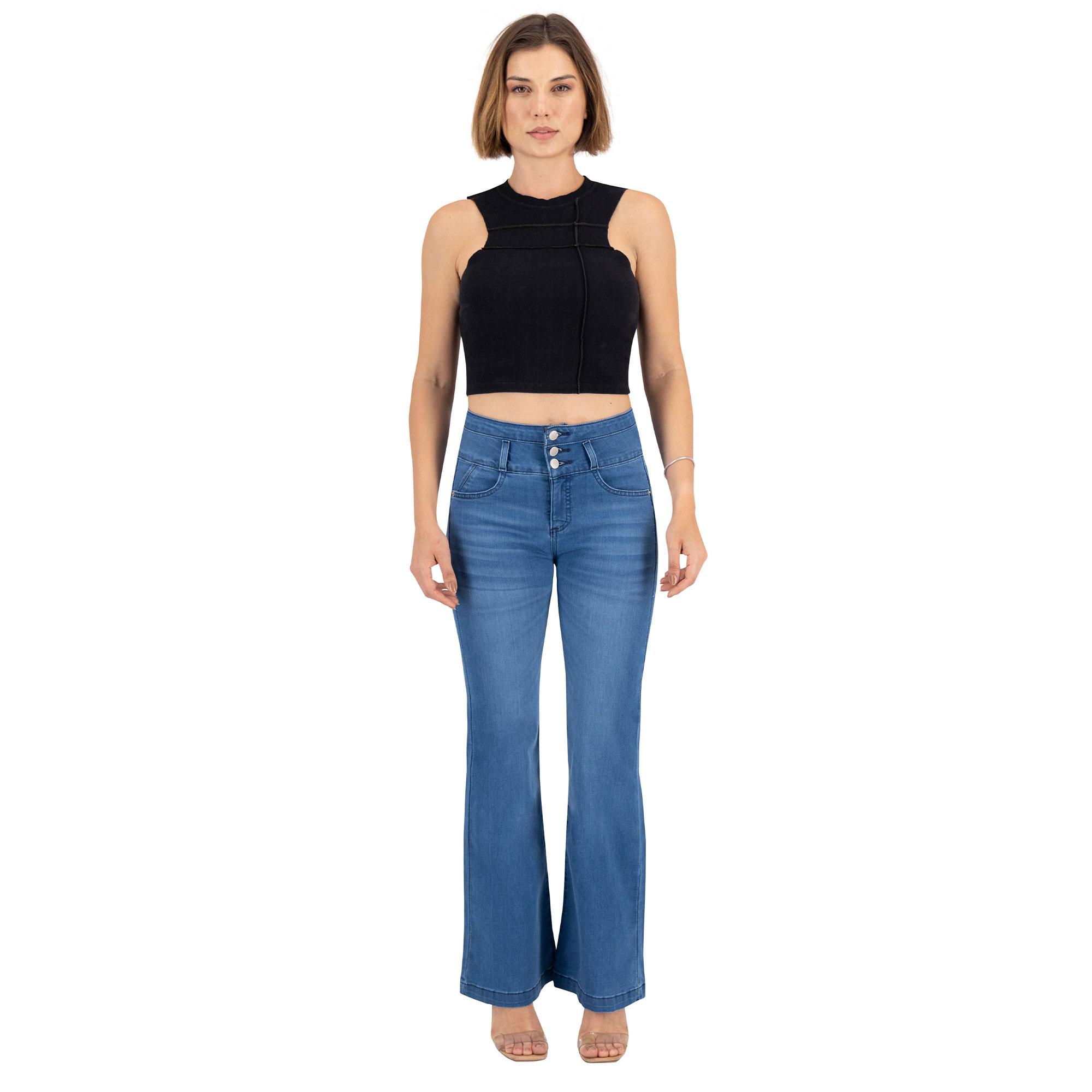 Foto 4 pulgar | Pantalón Acampanado Britos Jeans Mujer Azul Corazón 024618