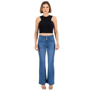 Foto 3 | Pantalón Acampanado Britos Jeans Mujer Azul Corazón 024618
