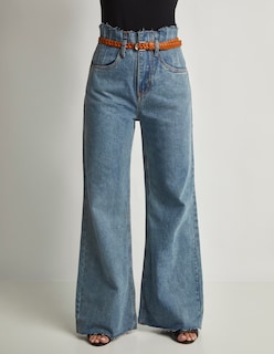 Foto 1 | Jeans Devendi Color Azul Wide Leg Cinturón