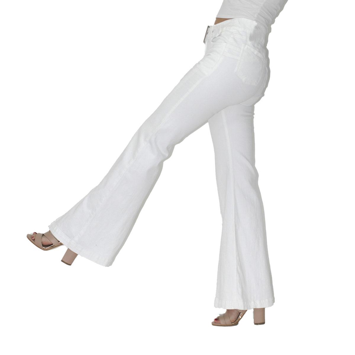Foto 4 pulgar | Pantalón Britos Jeans Acampanado Blanco