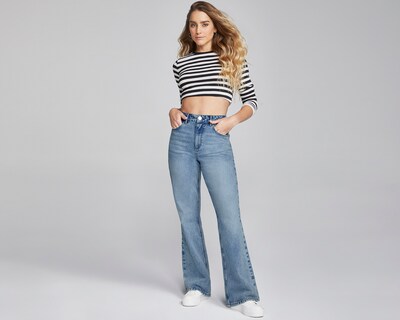 Foto 3 | Jeans Mezclilla Mujer Semi Flare Cintura Super Alta Seven Jeans