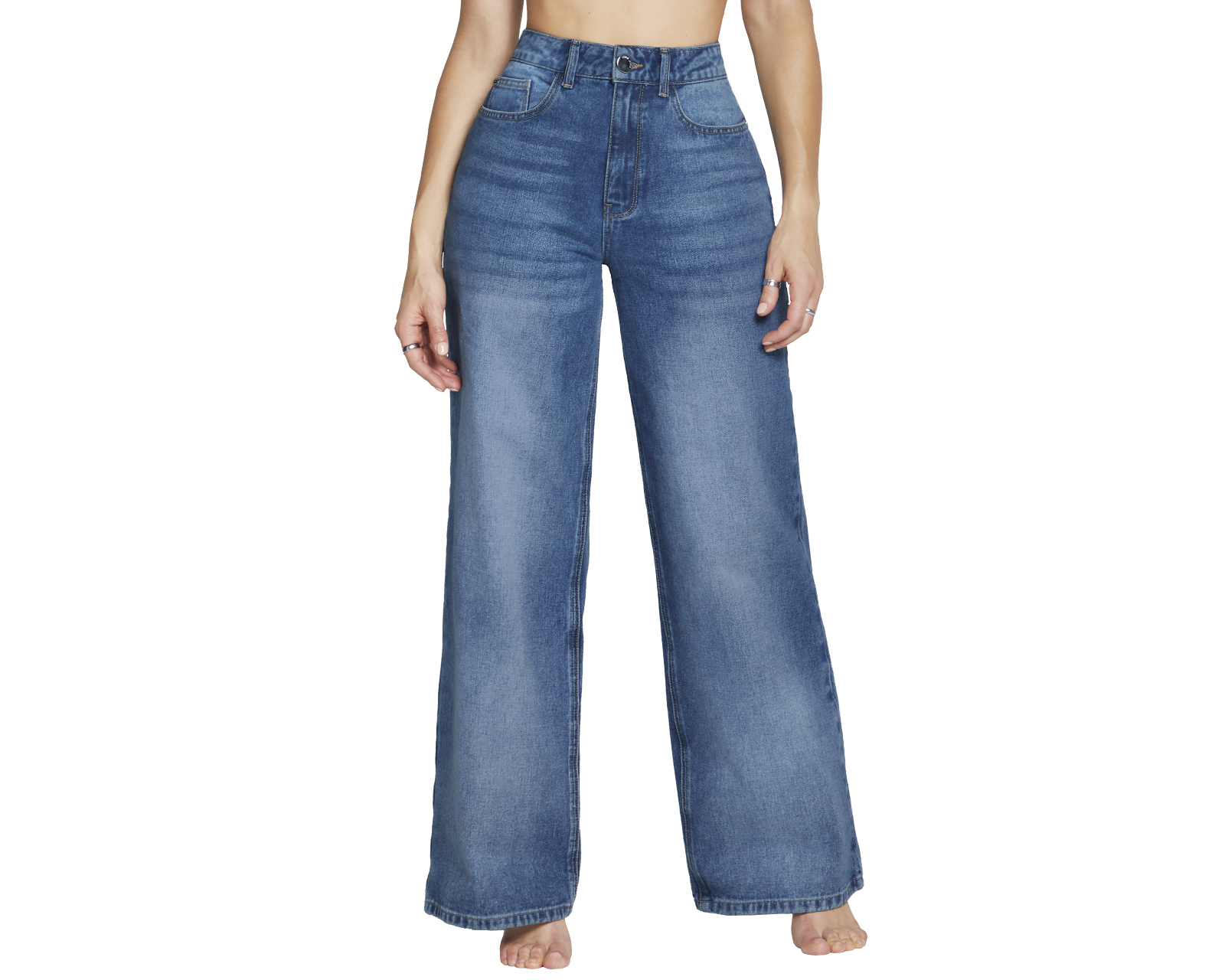 Jeans Mezclilla Mujer Semi Flare Cintura Super Alta Seven Jeans