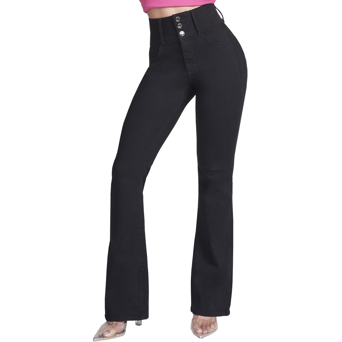 Foto 1 | Jeans Campana Mujer Push Up Cintura Alta Flare Seven Jeans 6040ngro
