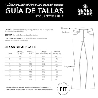 Foto 5 | Jeans Campana Mujer Push Up Cintura Alta Flare Seven Jeans 6040ngro