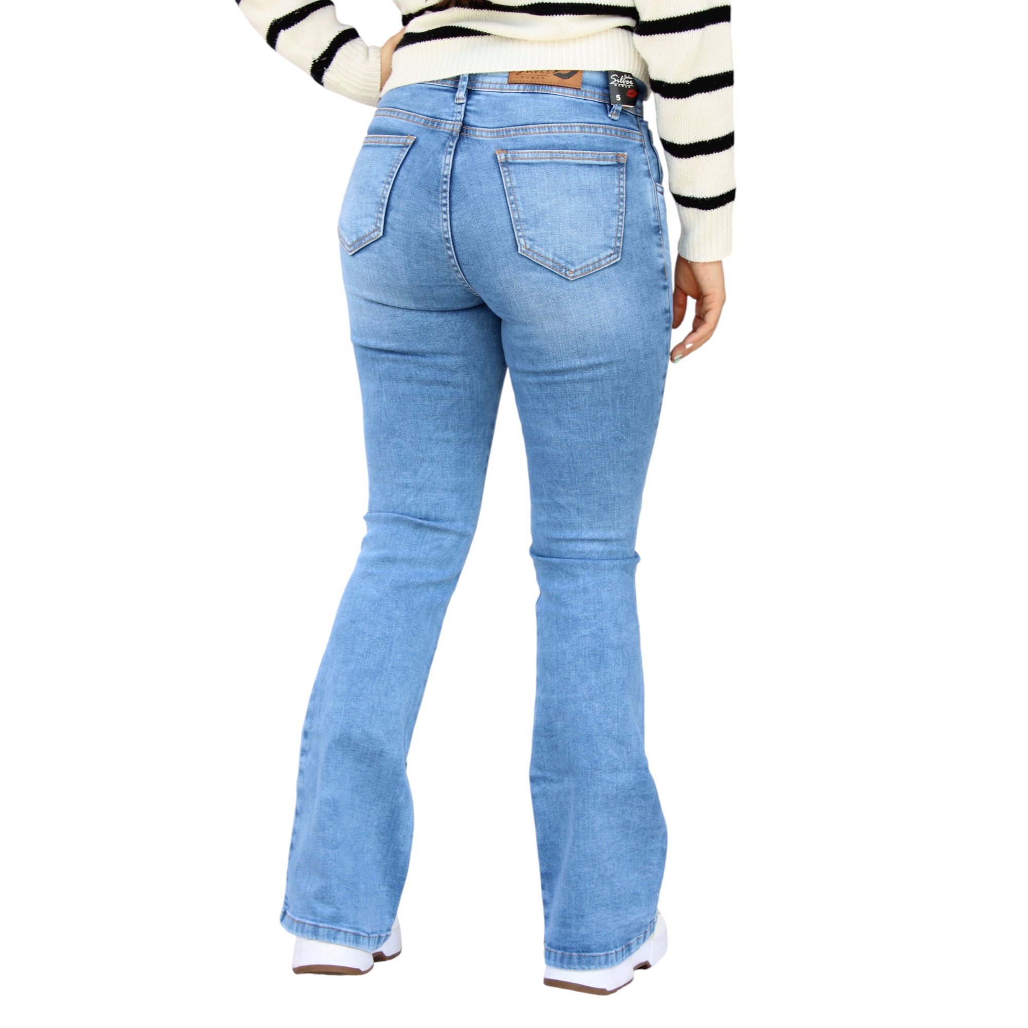 Foto 4 pulgar | Jeans Flare John Silver y Diseño para Mujer
