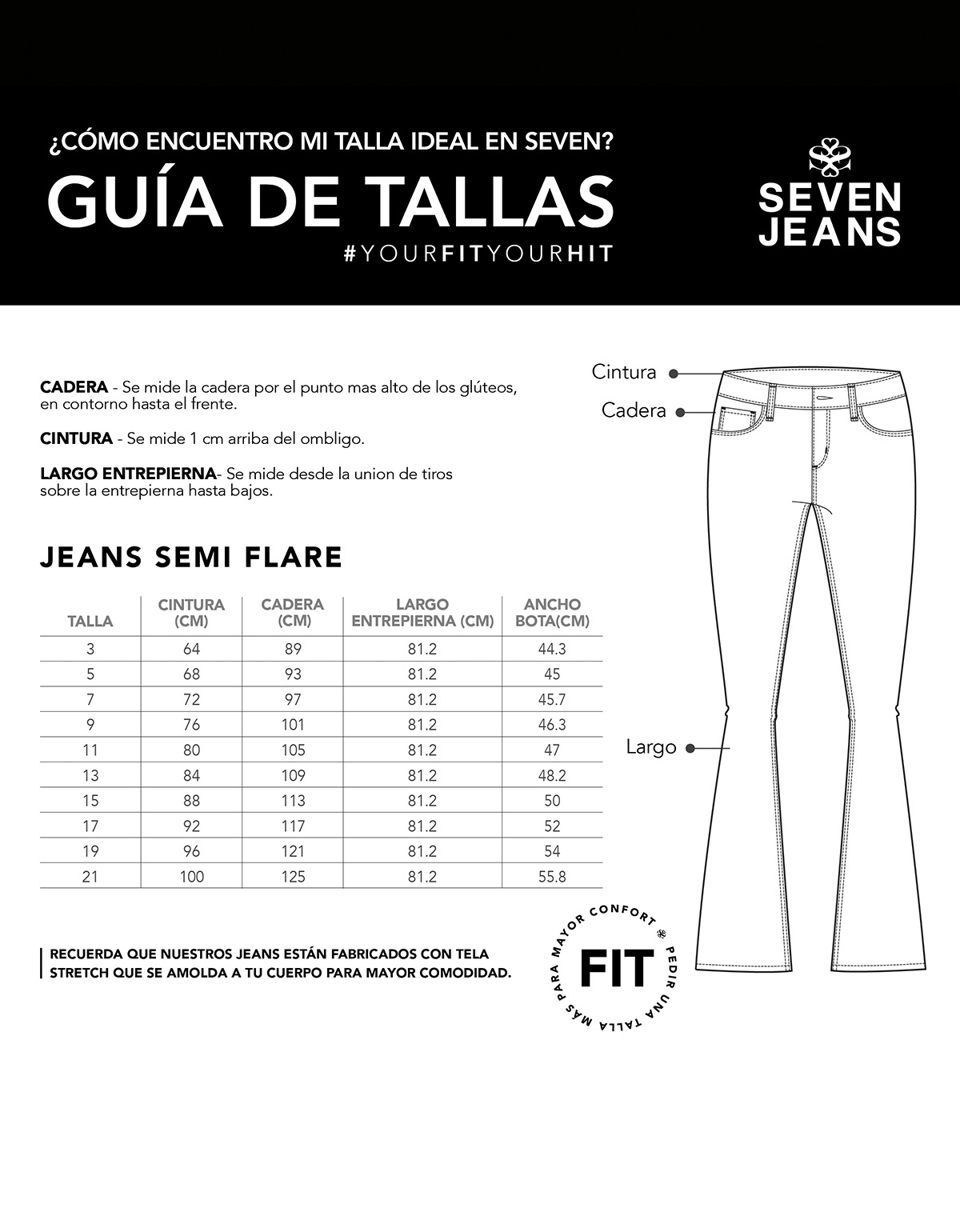 Foto 7 pulgar | Jeans Mujer Semi Campana Cintura Alta Push Up 0070stob Seven Jeans