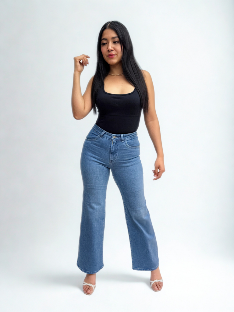 Foto 2 pulgar | Jeans Obs Dama Wide Leg Mezclilla Azul Claro