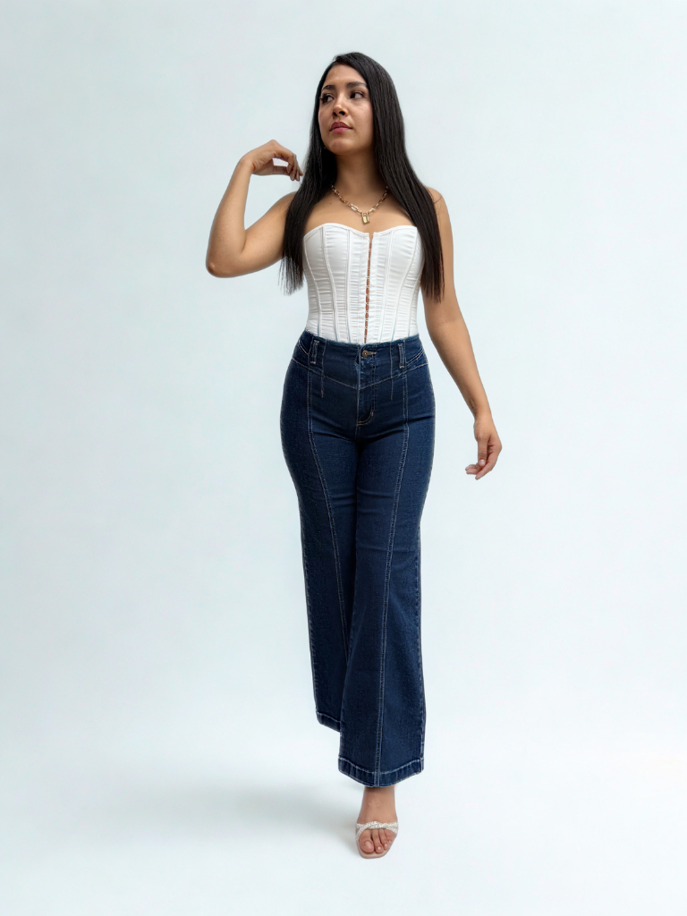 Foto 1 | Jeans Obs Dama Wide Leg Mezclilla Azul Oscuro