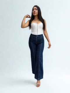 Foto 1 | Jeans Obs Dama Wide Leg Mezclilla Azul Oscuro