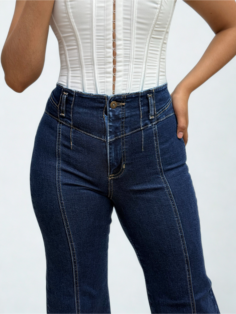 Foto 2 | Jeans Obs Dama Wide Leg Mezclilla Azul Oscuro