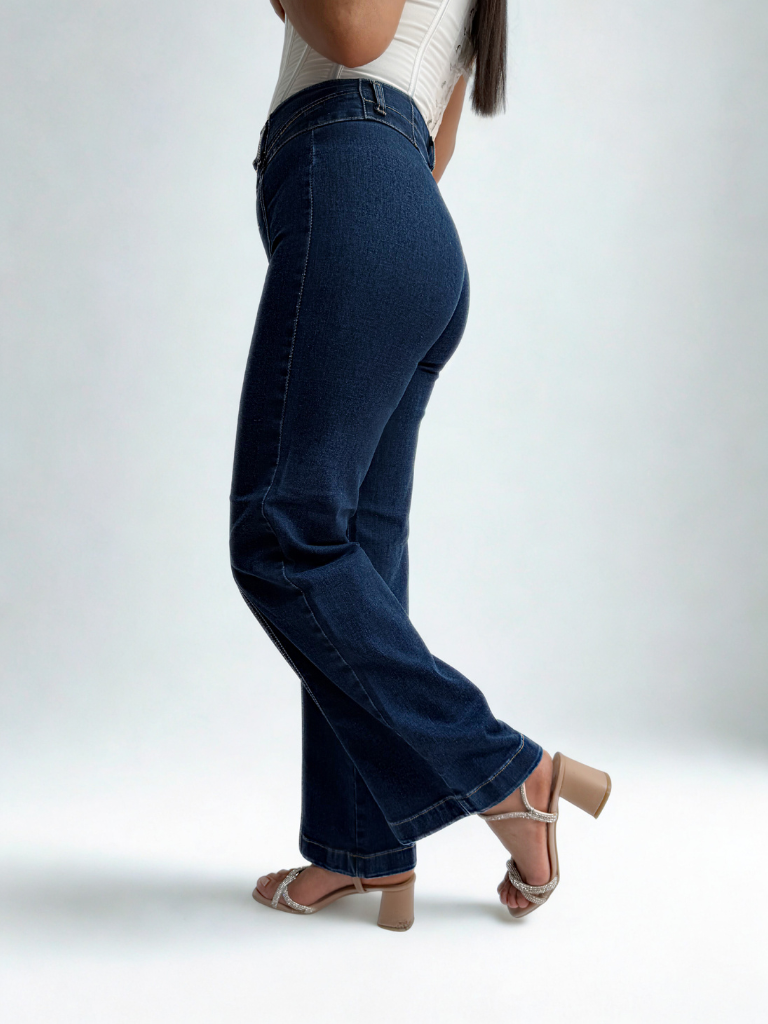 Foto 4 | Jeans Obs Dama Wide Leg Mezclilla Azul Oscuro