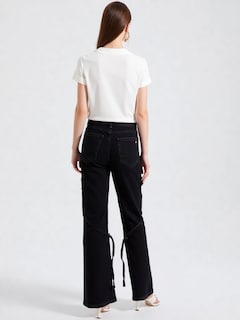 Foto 1 | Jeans Obs Dama Wide Leg Mezclilla Negro Deslavado