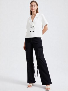 Foto 2 | Jeans Obs Dama Wide Leg Mezclilla Negro Deslavado
