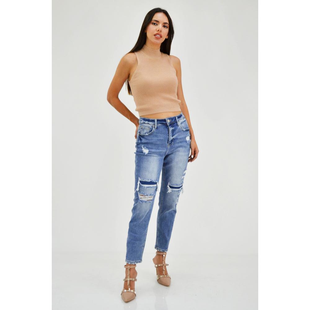 Foto 5 | Mom Jeans Roman Fashion J-BAL-6407-MEDIO-TR color Azul para Mujer