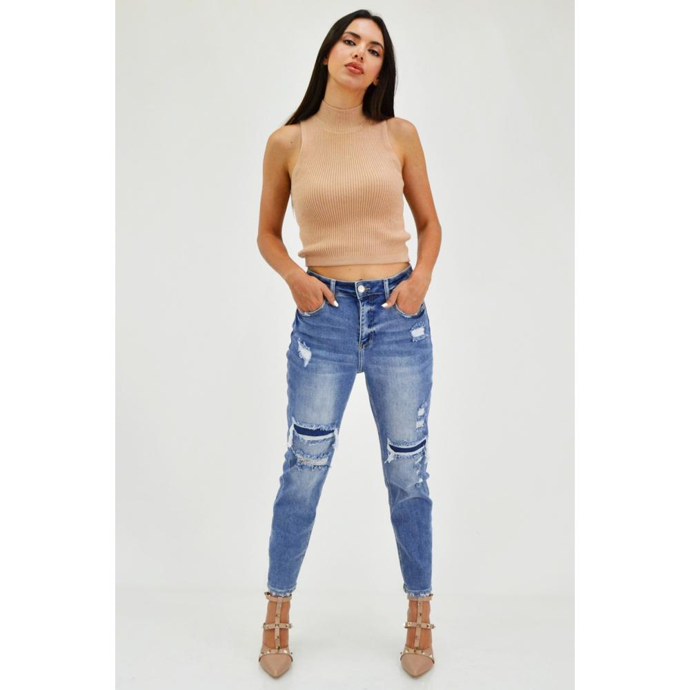 Foto 7 pulgar | Mom Jeans Roman Fashion J-BAL-6407-MEDIO-TR color Azul para Mujer