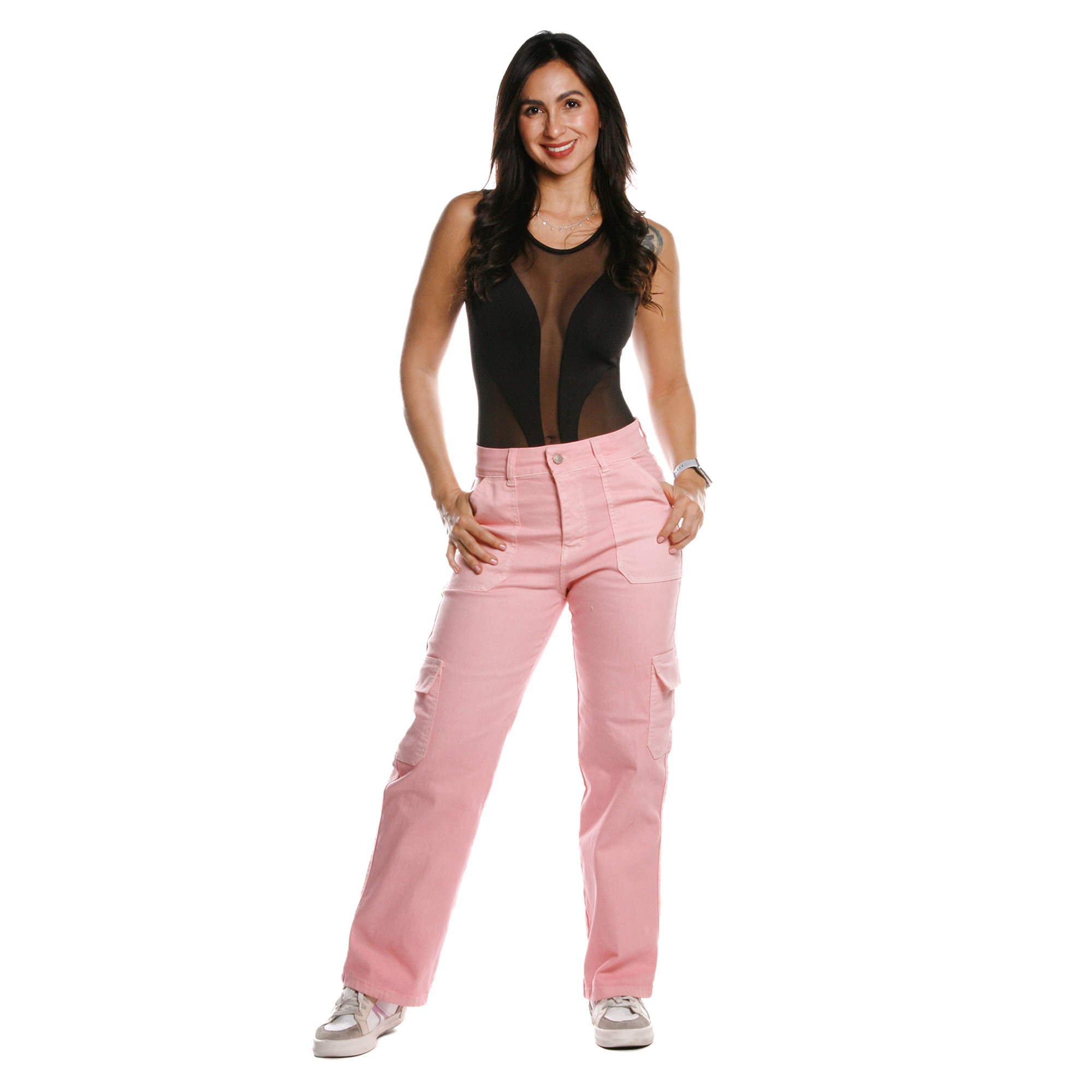 Foto 2 | Pantalón de Mezclilla Pineda Jeans Mom Cargo Rosa