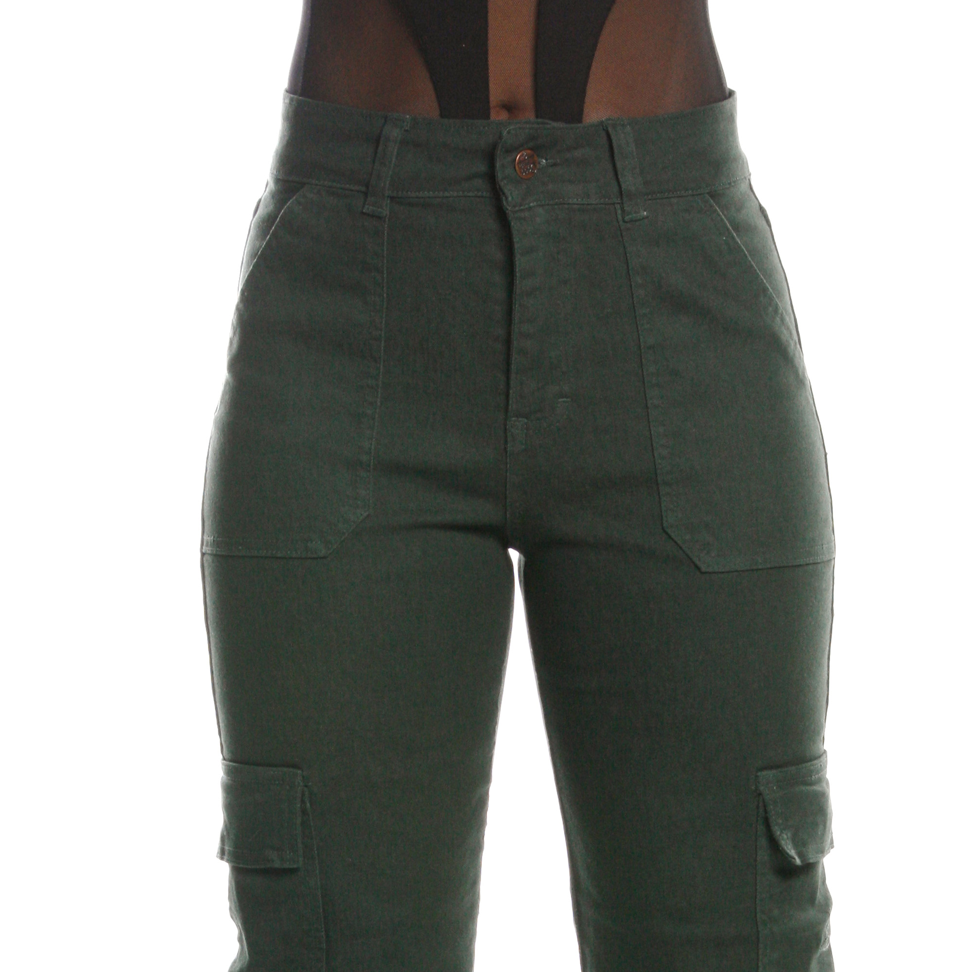 Foto 3 | Pantalón de Mezclilla Mom Tiro Alto Cargo Pineda Jeans color Verde Olivo