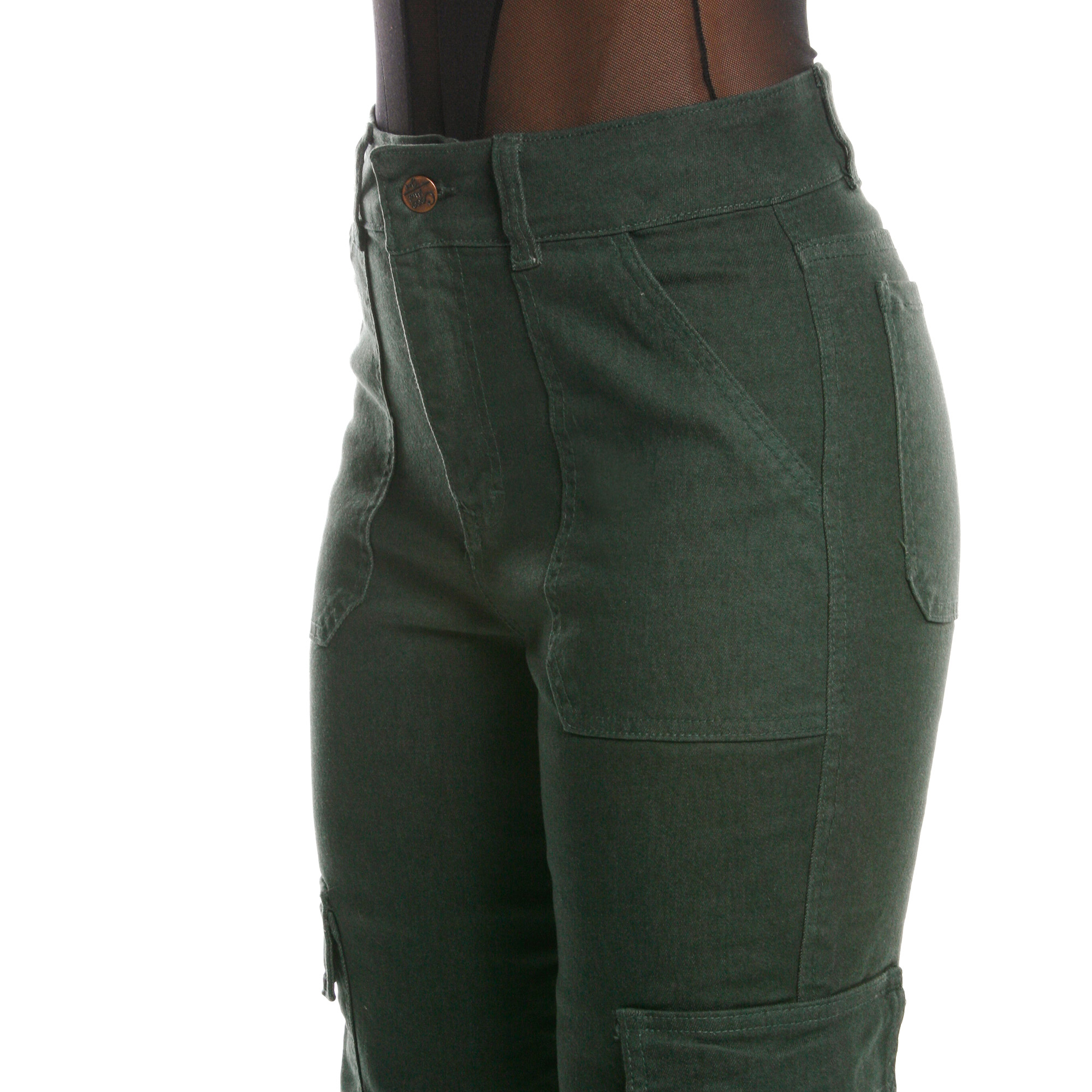 Foto 5 pulgar | Pantalón de Mezclilla Mom Tiro Alto Cargo Pineda Jeans color Verde Olivo