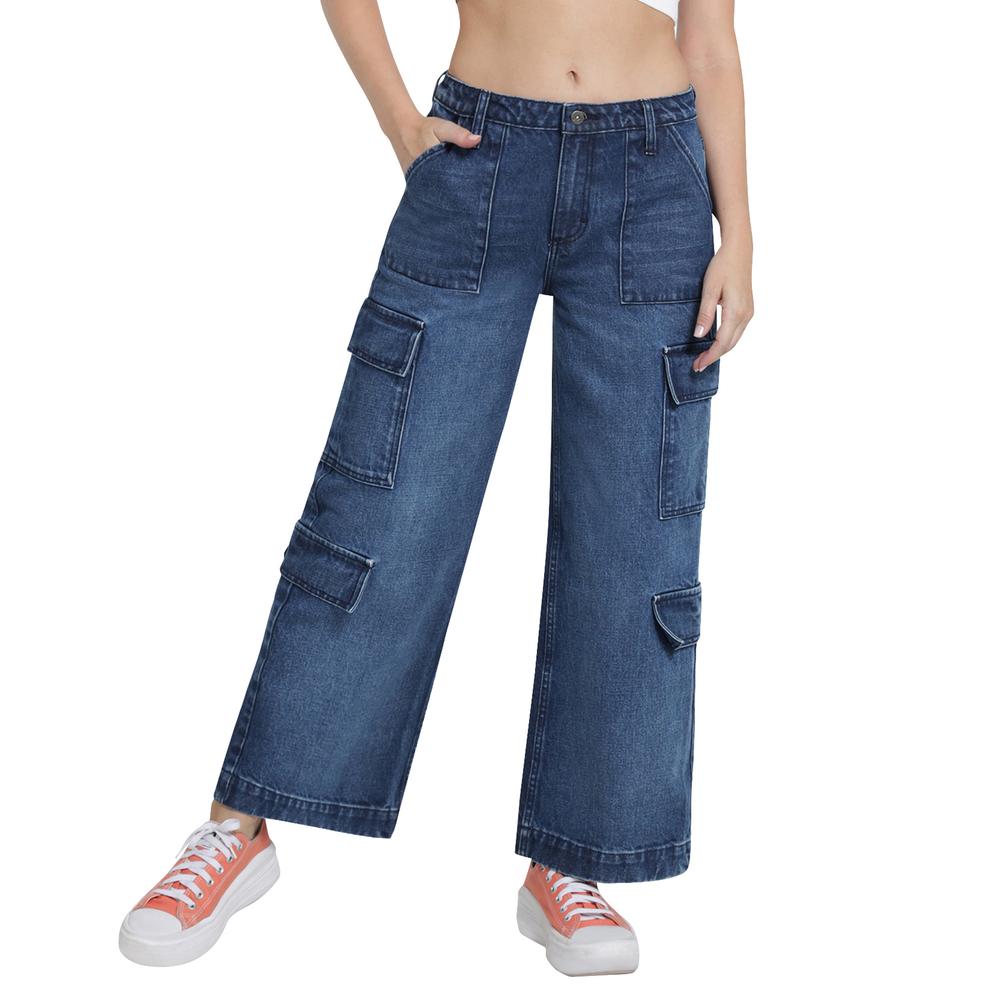 Foto 2 pulgar | Jeans Lee Wide Leg 441 Azul para Mujer