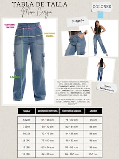 Foto 3 | Pantalón Mom Cargo De Mezclilla Para Mujer Corte Recto Tiro Alto Estilo Casual Azul Bleanch Pineda Jeans