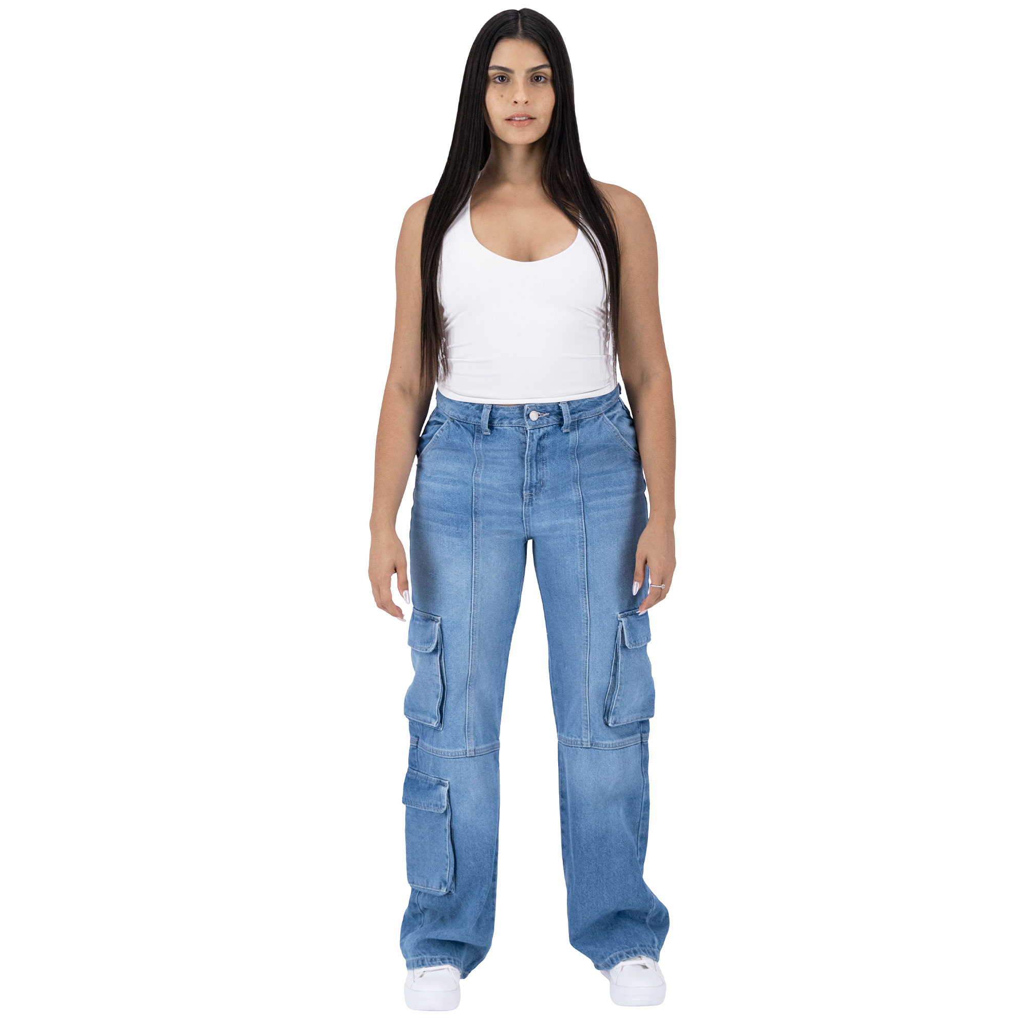 Foto 4 pulgar | Pantalón Cargo Britos Jeans Mezclilla 025625 para Mujer