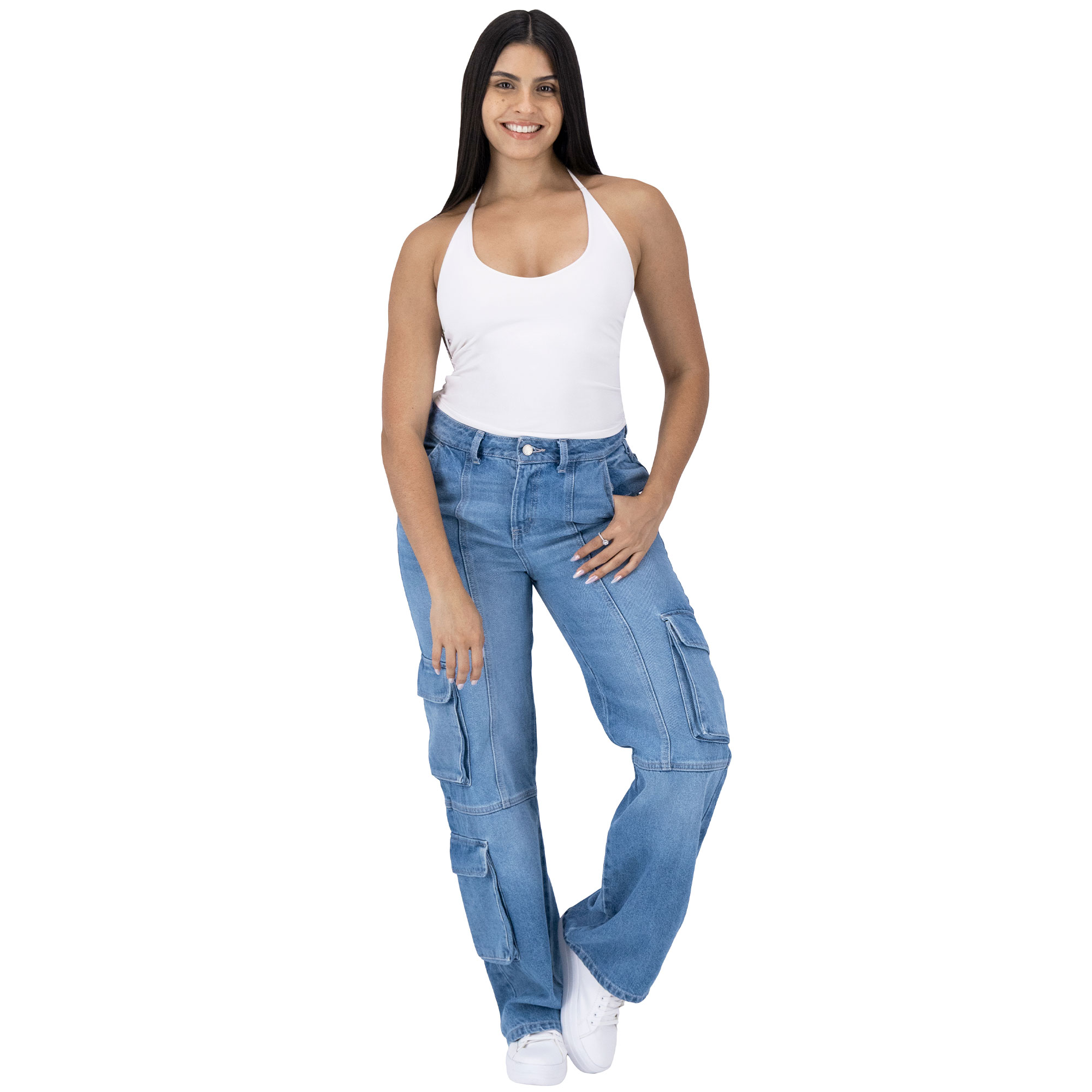 Foto 6 pulgar | Pantalón Cargo Britos Jeans Mezclilla 025625 para Mujer