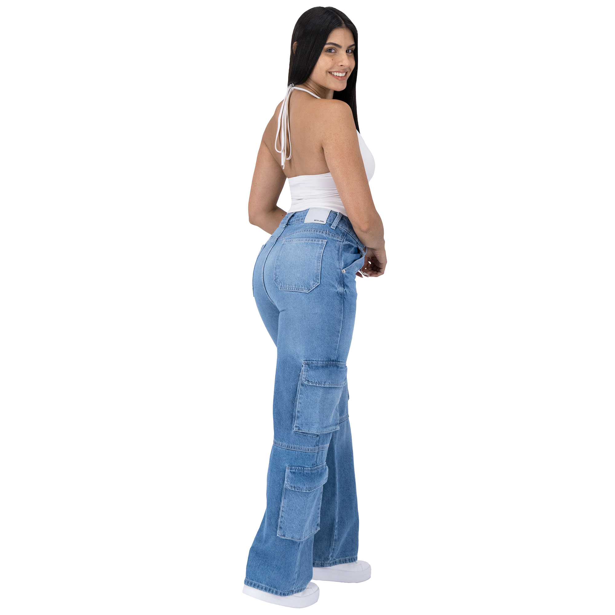 Foto 7 pulgar | Pantalón Cargo Britos Jeans Mezclilla 025625 para Mujer