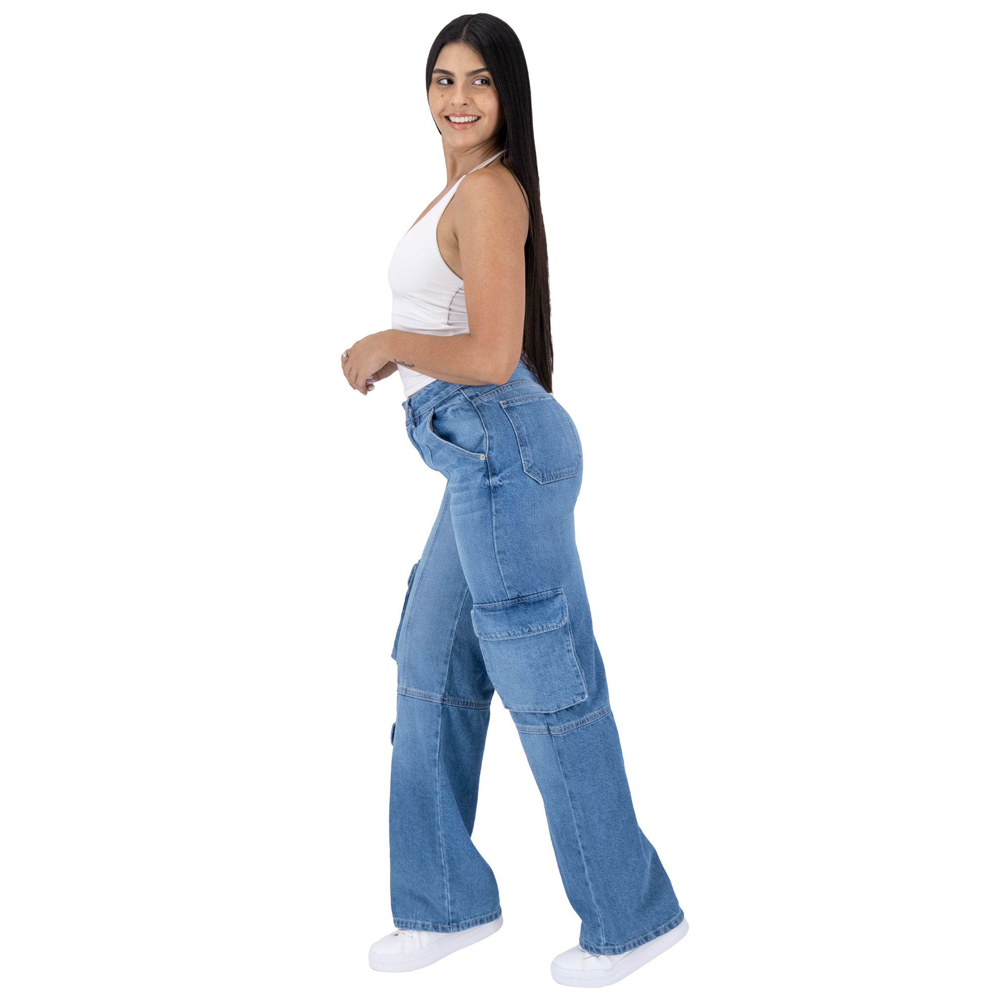 Foto 8 pulgar | Pantalón Cargo Britos Jeans Mezclilla 025625 para Mujer