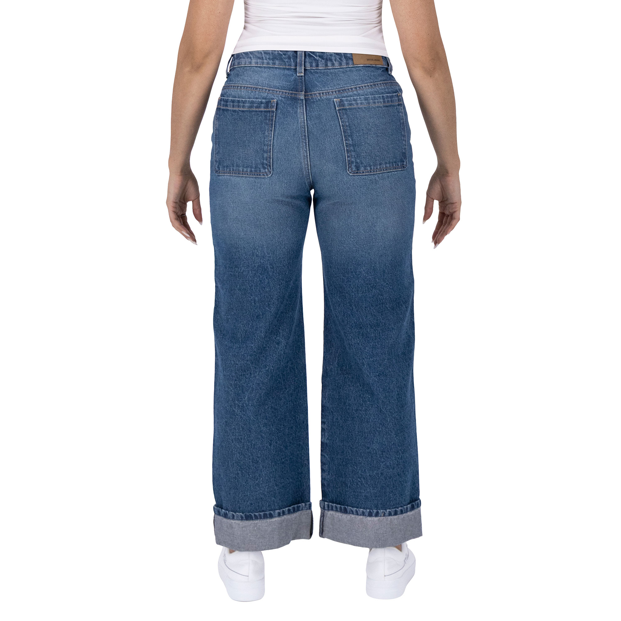 Foto 3 pulgar | Pantalón Pierna Ancha Britos Jeans Mujer Mezclilla 025805