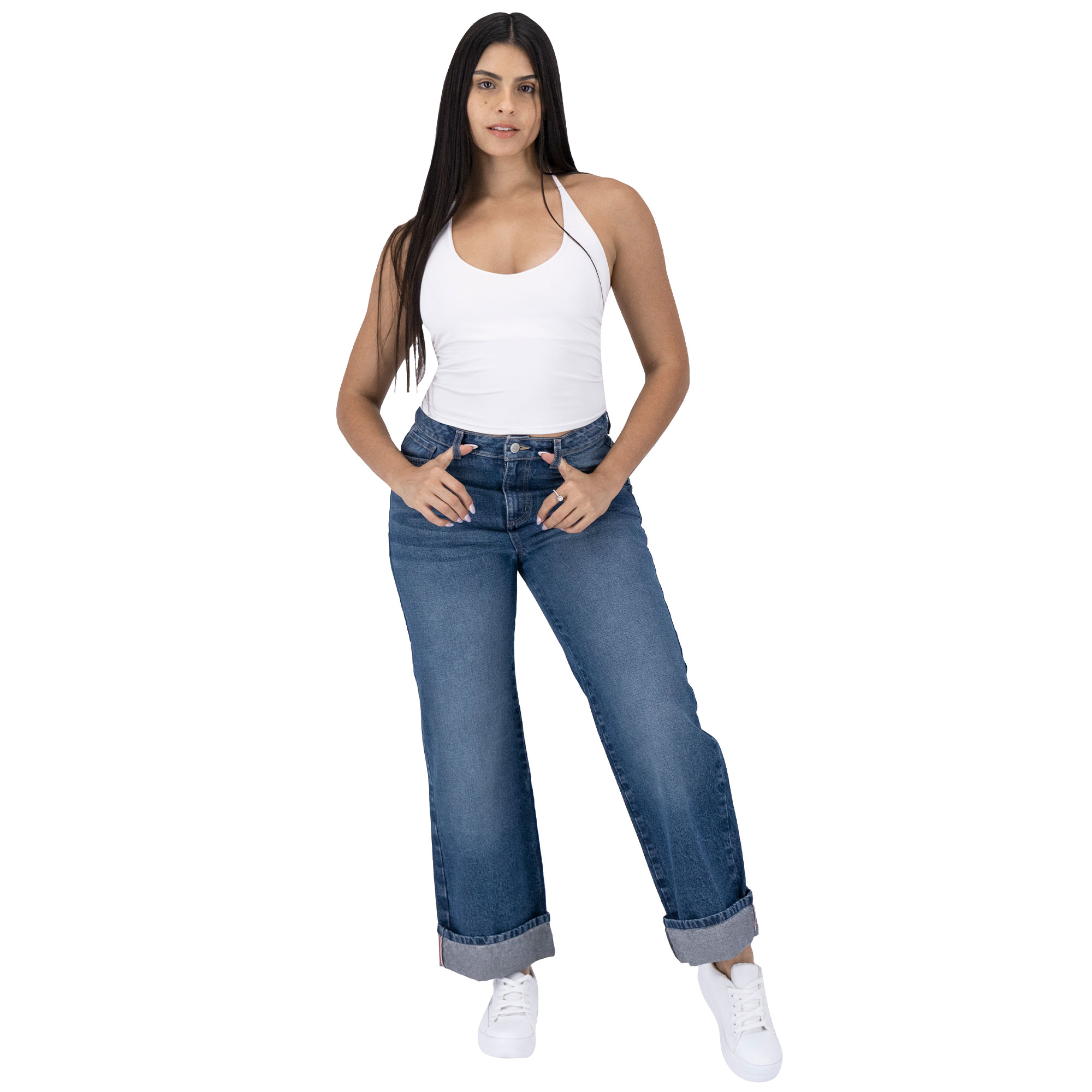 Foto 7 pulgar | Pantalón Pierna Ancha Britos Jeans Mujer Mezclilla 025805